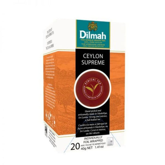 Ceylon Supreme Black Tea | 20 Individually Wrapped Tea Bags | Gourmet